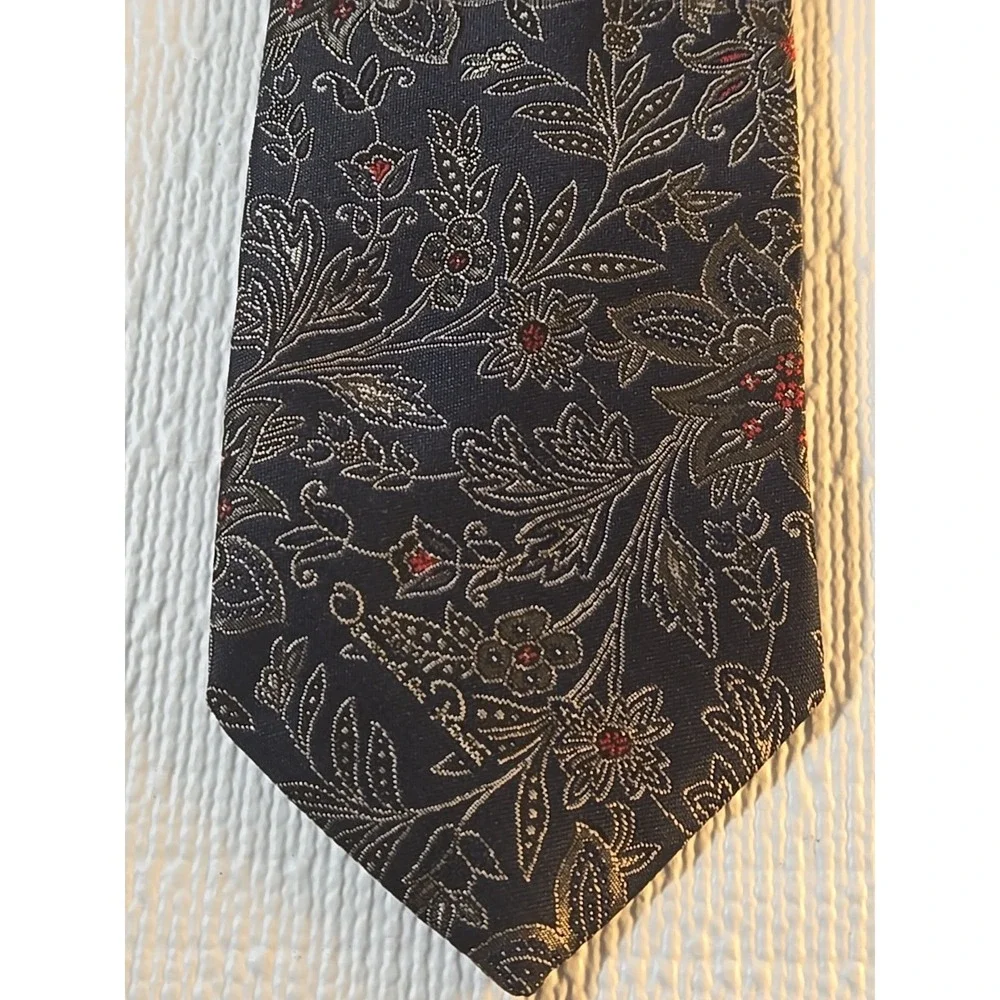 Vtg Oscar de la Renta Silk Tie Blue Gold Paisley 57